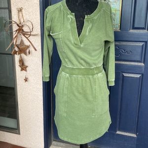 Anthropologie UTILITY Sweatshirt Mini Dress XS NWT Daily Practice green Favorite